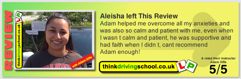 5 Star review of think Driving School Passed with think driving school in May 2018 and left this 5 star review