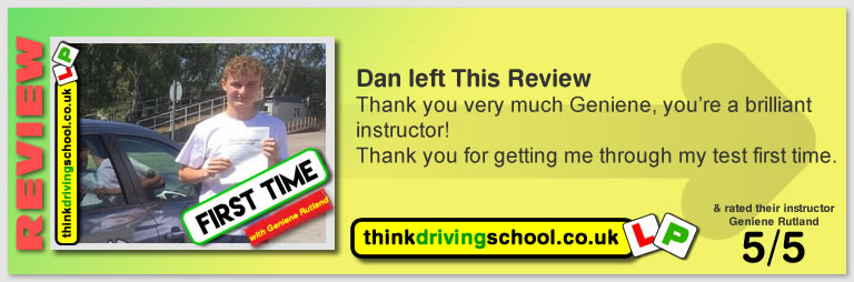 5 Star review of think Driving School Passed with think driving school in June 2018 and left this 5 star review