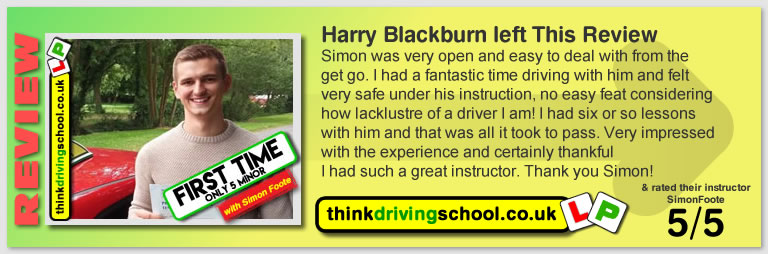 5 Star review of think Driving School Passed with think driving school in June 2018 and left this 5 star review
