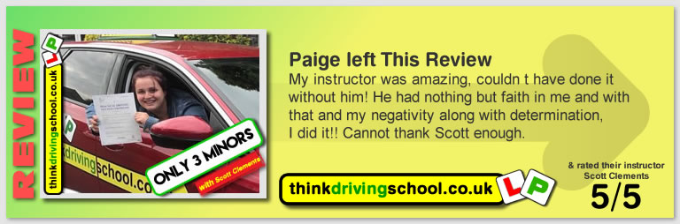 5 Star review of think Driving School Passed with think driving school in June 2018 and left this 5 star review