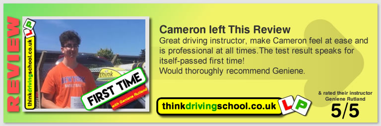 5 Star review of think Driving School Passed with think driving school in July 2018 and left this 5 star review
