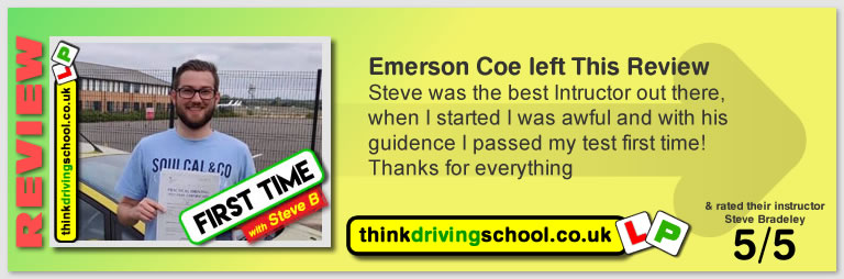5 Star review of think Driving School Passed with think driving school in August 2018 and left this 5 star review