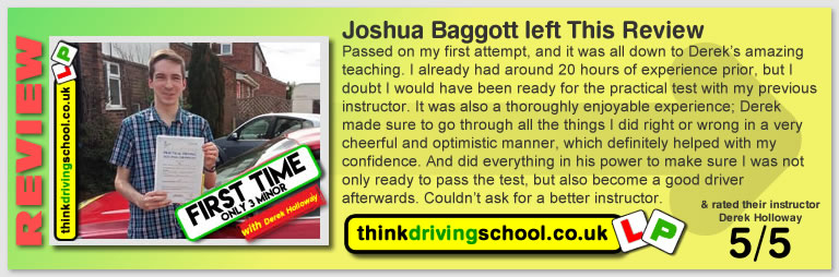 5 Star review of think Driving School Passed with think driving school in August 2018 and left this 5 star review