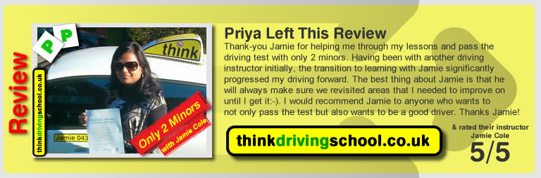 Passed with think driving school in April 2015