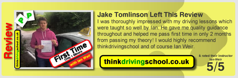 Fleur Benton passed with driving instructor ian weir and lef this awesome review of think driving school 